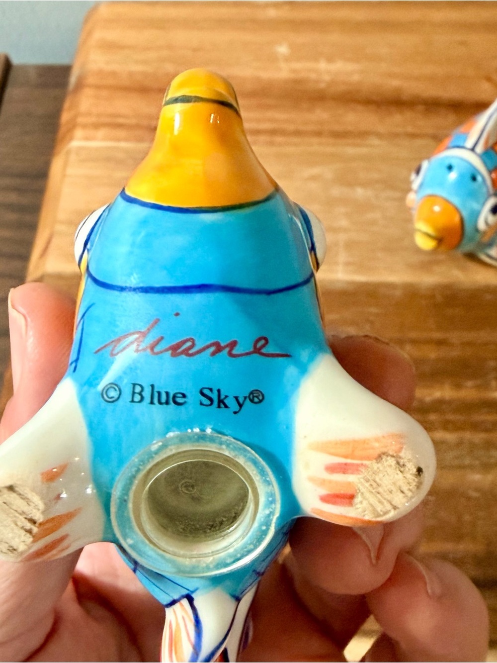 Blue Sky Diane Ceramic Fish Salt & Pepper Shakers – Colorful Tropical Pair - Picture 5 of 10